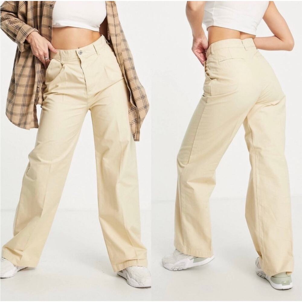 Levis High Loose Pants Sz 31x30 Khaki Super High Rise Wide Straight Leg Pleated